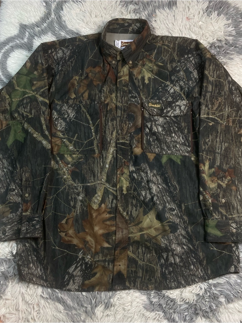 Vintage Gamehide Mossy Oak Camo Button Down Shirt Hunting Fishing Men’s XL  Y2K